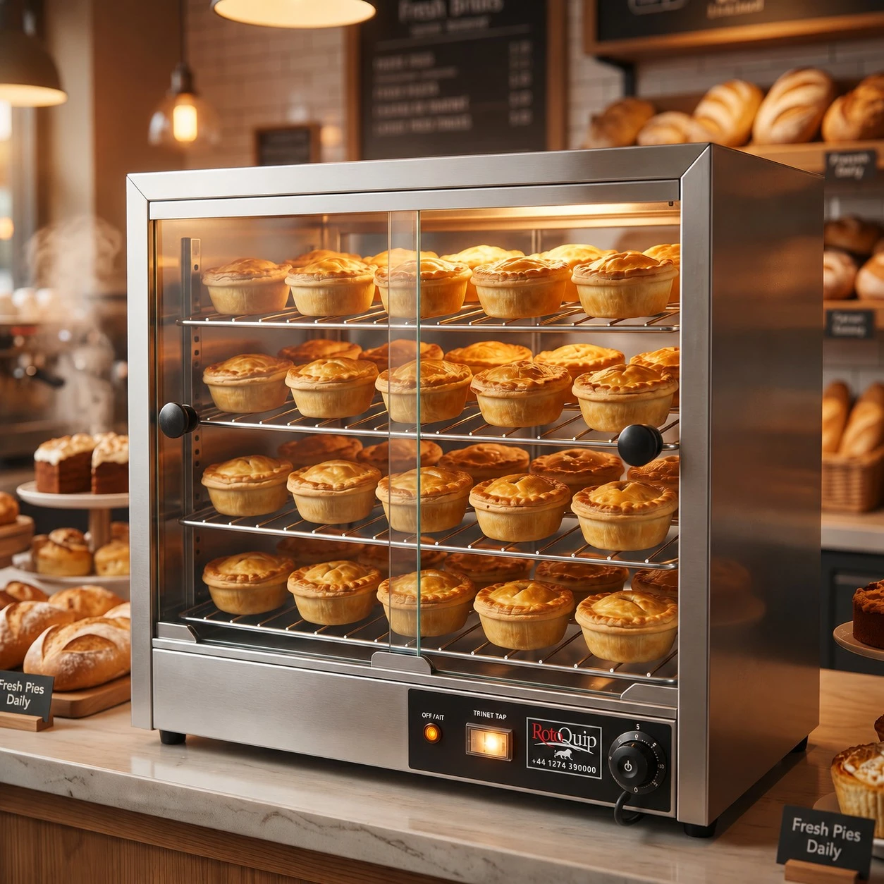 RFW-580 – 4 Shelves Countertop Commercial Hot Display Pie Warmer