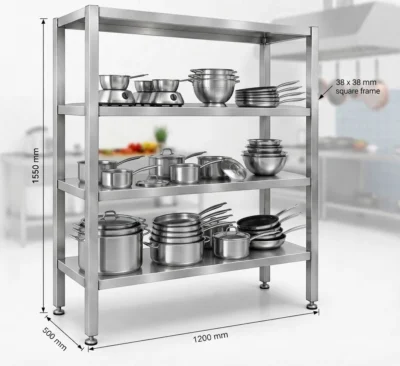 Stainless Steel 4 Tier Storage Shelving 1500mm Wide - RACK150X4