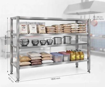 Stainless Steel 4 Tier Storage Shelving 1800mm Wide - RACK180X4