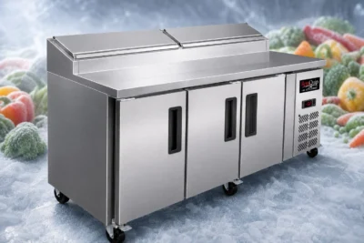 3 Door Stainless Steel Pizza Prep Counter - PREP-417L-3DCH