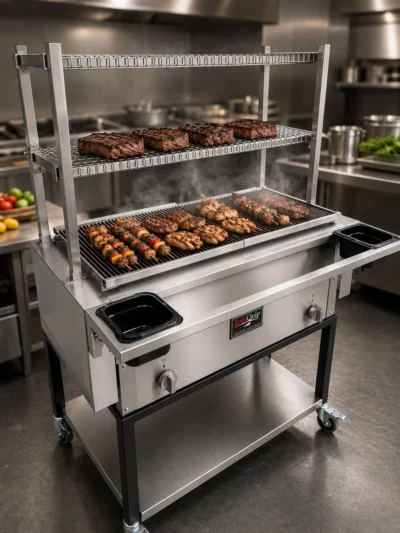 Robata-1.8M - 180cm Robata Flame Grill With 3 Tier Cooking