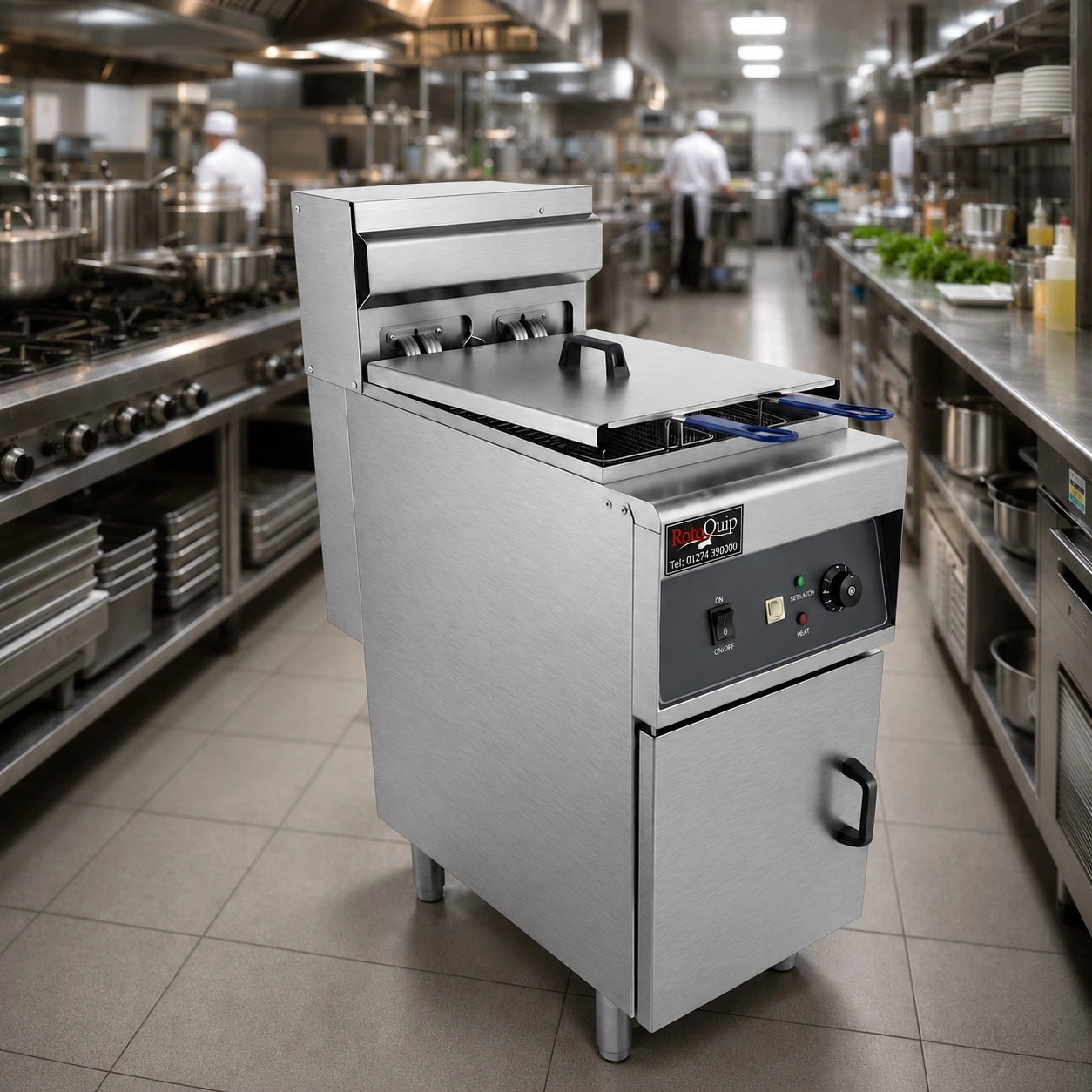RDF-28L floor standing electric chips fryer with twin basket and single tank by rotoquip uk ltd (2)