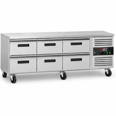 330 Litre / 6 Drawer Stainless Steel Under-Counter Ventilated Fridge - UDRAWER-330L-6DCH