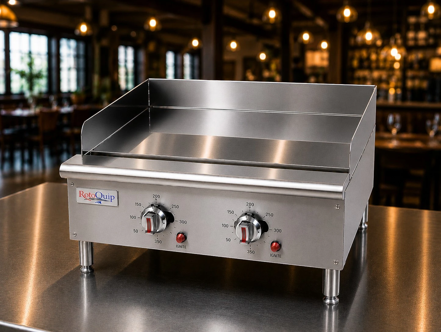 RCG-24CT - 24” Chrome Plated Thermostatic Countertop Gas Griddle 2 Burners