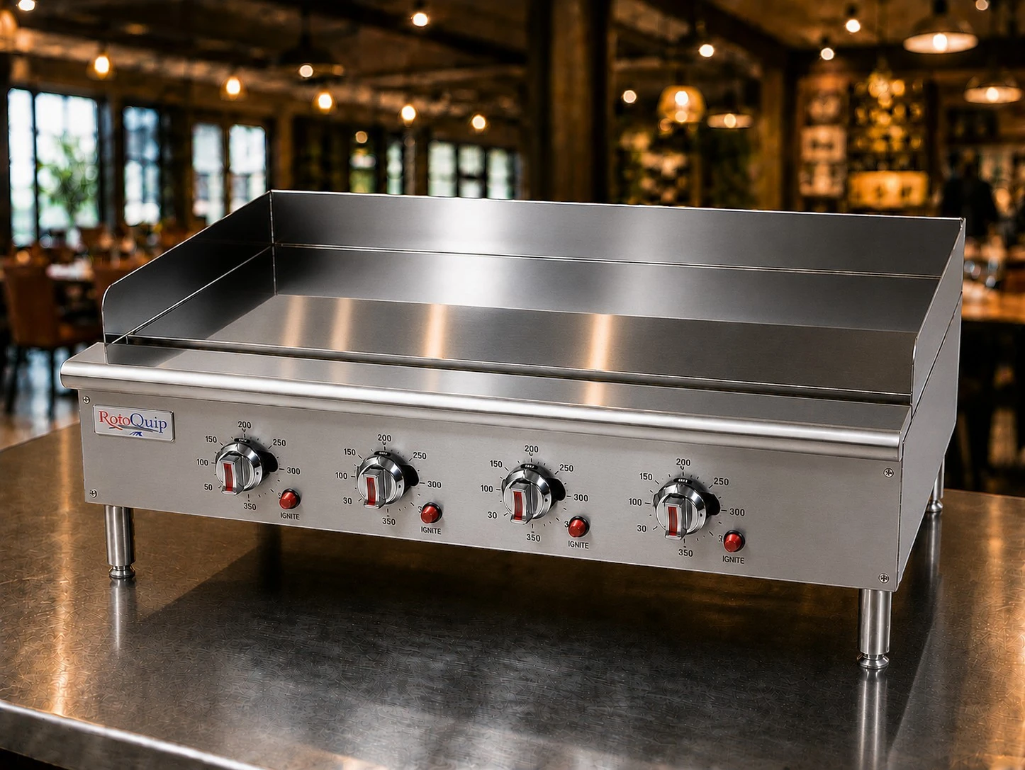 RCG-48CT - 48” Chrome Plated Thermostatic Countertop Gas Griddle 4 Burners