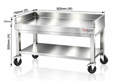 Rotoquip Premium 925mm Stainless Steel Low Table For Grill/Griddle & 3 Side 25mm Upstand – GTABLE-90X1