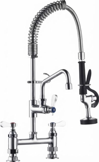 98007MN-2 - Double deck mounted mini pre-rinse with flexible hose + 6" bowl filling Faucet