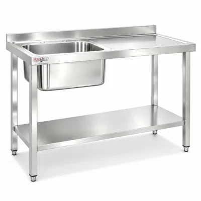 1200mm Commercial Stainless Steel Sink | 1x Left Hand Bowl With Undershelf - LHSINK-120x60x1B