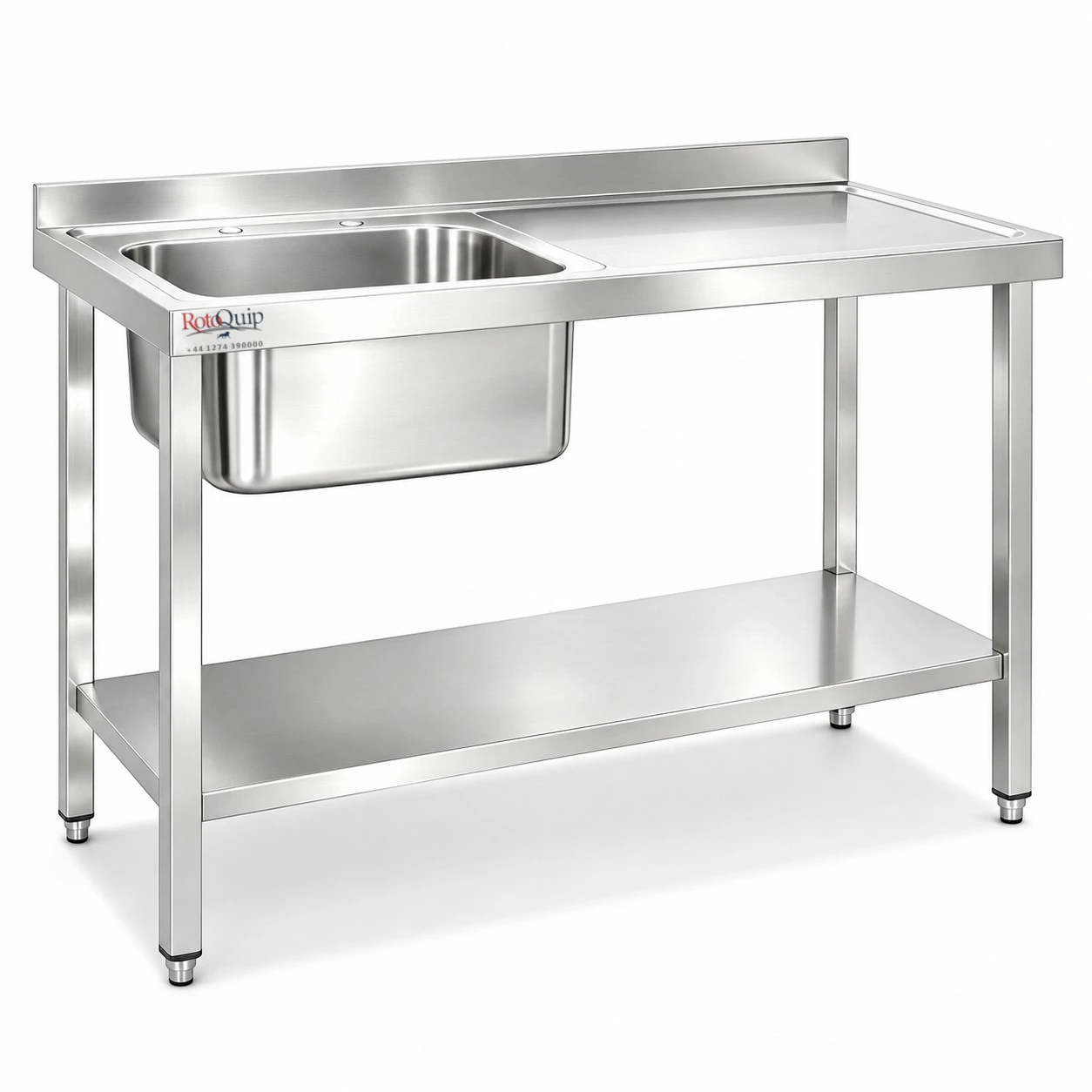 1200mm Commercial Stainless Steel Sink _ 1x Left Hand Bowl With Undershelf – LHSINK-120x60x1B