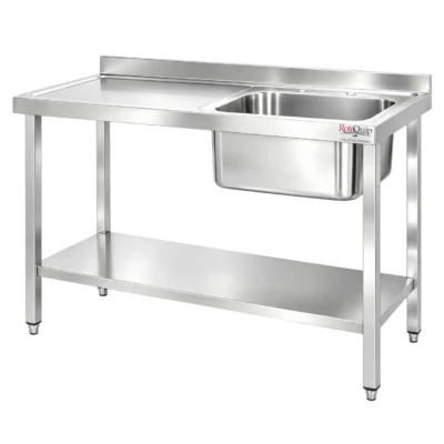 1200mm Commercial Stainless Steel Sink | 1x Right Hand Bowl With Undershelf - RHSINK-120x60x1B
