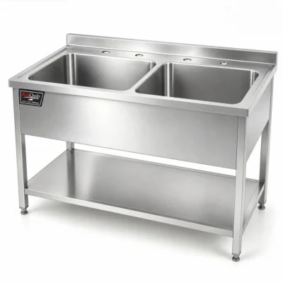1200mm Wide Stainless Steel Double Bowl Pot Wash Sink - SINK-120x60x2B