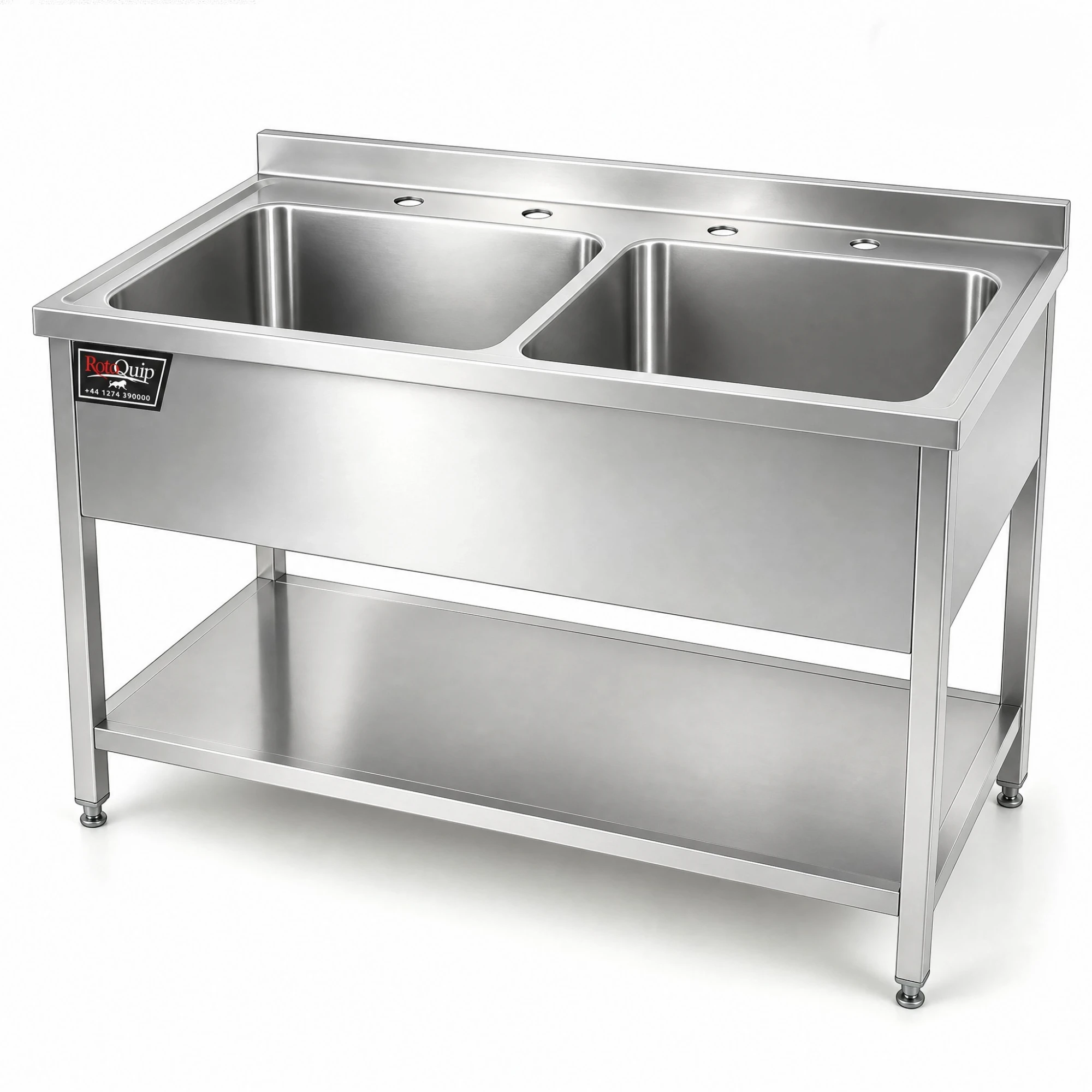 1200mm Wide Stainless Steel Double Bowl Pot Wash Sink - SINK-120x60x2B
