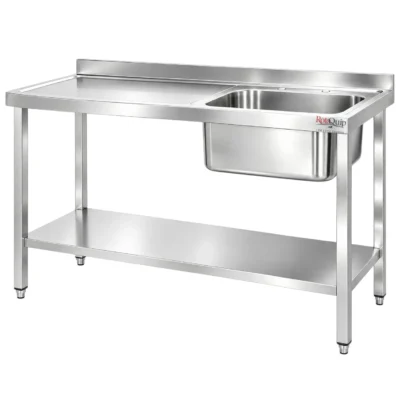 1400mm Commercial Stainless Steel Sink | 1x Right Hand Bowl With Undershelf - RHSINK-140x60x1B