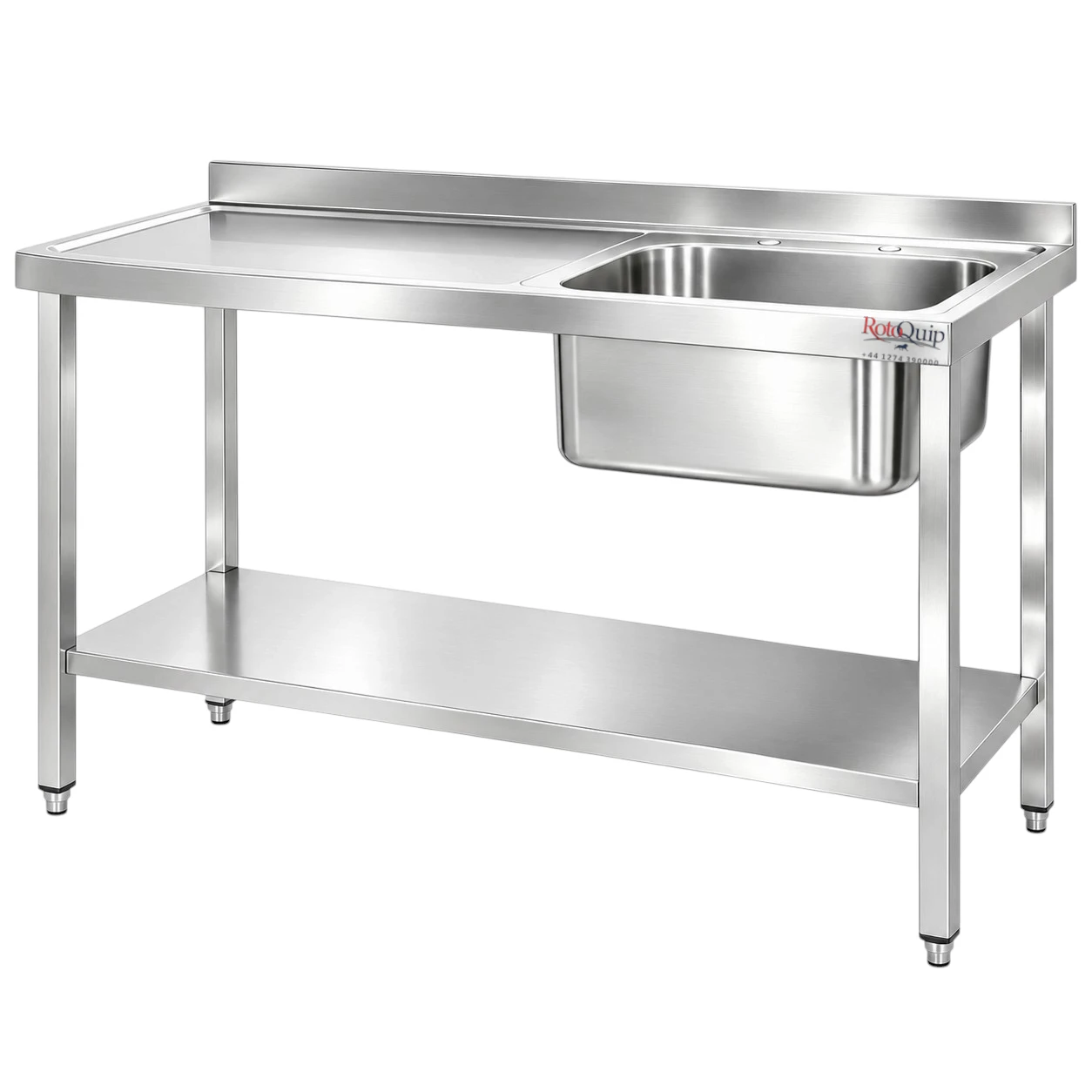 1400mm Commercial Stainless Steel Sink _ 1x Right Hand Bowl With Undershelf – RHSINK-140x60x1B